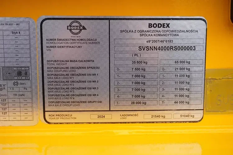 BODEX / NISKOPODWOZIOWA / 4 OSIE / NAJAZDY / 2 X OŚ SKRĘTNA / DMC 65 000 KG / JAK NOWA zdjęcie 11