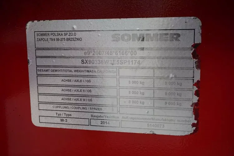 SOMMER CYSTERNA SPOZYWCZA / 28 374 LITRÓW / 4 KOMOROWA / WEBASTO / POMPA zdjęcie 11