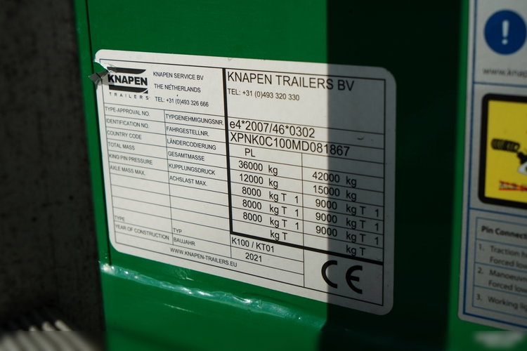 KNAPEN / RUCHOMA PODŁOGA / WALKING FLOOR / 91 m3 / 2021 ROK / OŚ PODNOSZONA / OSIE SAF / ALUFELGI / zdjęcie 27