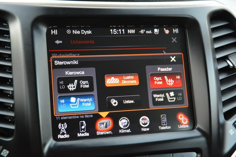 Jeep Cherokee Skóry Navi Wentylacja Kamera Asystent Pasa Xenon Ledy Radar zdjęcie 27