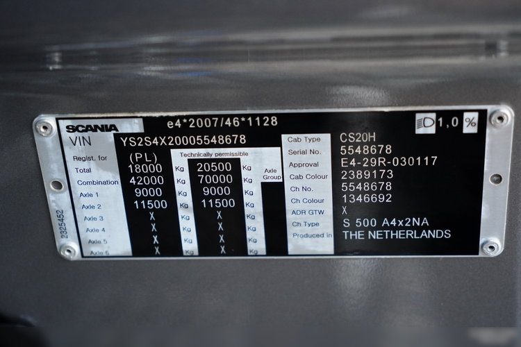 Scania S 500 / RETARDER / KLIMA POSTOJOWA / ALUFELGI / SKÓRY / OPONY 100%  zdjęcie 37