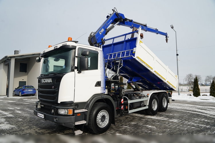 Scania G 370 / 6x4 / WYWROTKA TYLNOZSYPOWA + HDS HIAB 144E S-3 / STEROWANIE RADIOWE /  ROTATOR / WIDŁY DO PALET / EURO 6 / zdjęcie 2
