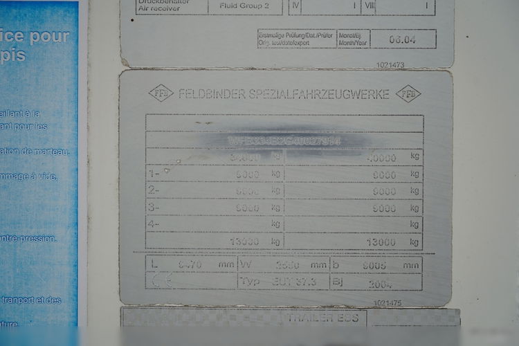 Feldbinder / CEMENTONACZEPA / 2 KOMORY / 37 000 L / SILOS / DO MATERIAŁÓW SYPKICH  / ALUFELGI zdjęcie 22