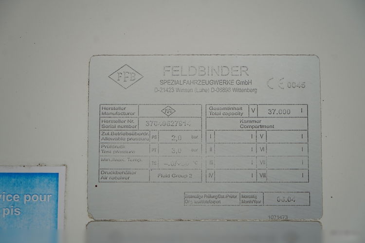 Feldbinder / CEMENTONACZEPA / 2 KOMORY / 37 000 L / SILOS / DO MATERIAŁÓW SYPKICH  / ALUFELGI zdjęcie 23