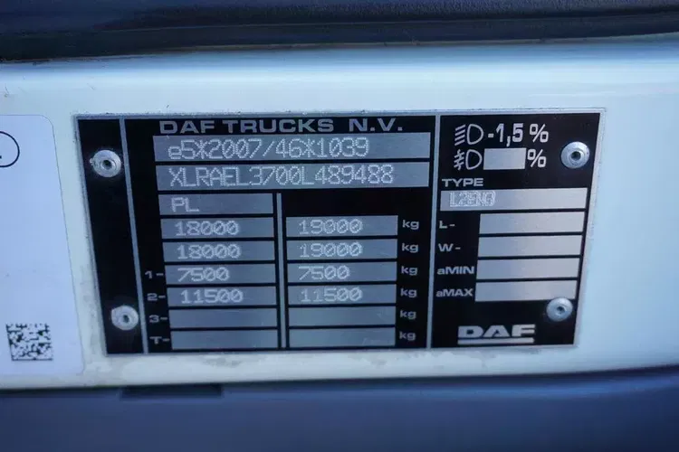 DAF LF / 290 / E 6 / FIRANKA + WINDA / ŁAD. 9 970 KG / 19 PALET zdjęcie 11