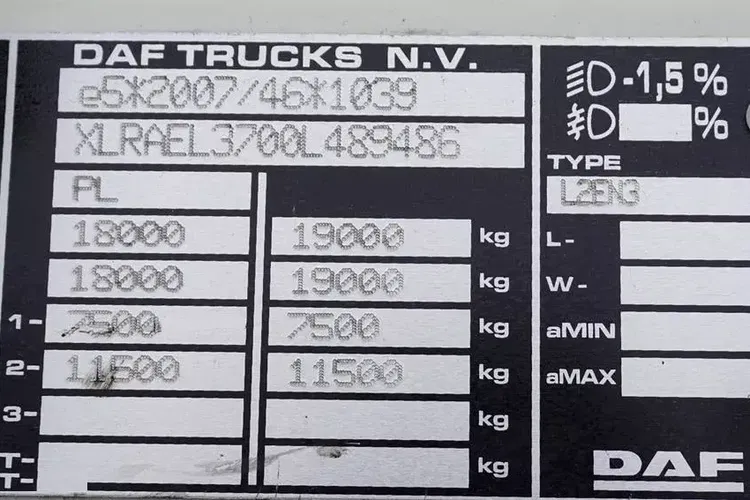 DAF / LF / 290 / E 6 / FIRANKA + WINDA / ŁAD. 9 970 KG / 19 PALET zdjęcie 11