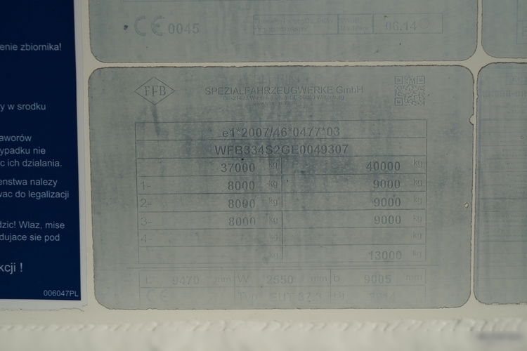 Feldbinder / CEMENTONACZEPA / 3 KOMORY / 37 000 L / SILOS / DO MATERIAŁÓW SYPKICH / OŚ PODNOSZONA / SAF / ALUFELGI zdjęcie 20