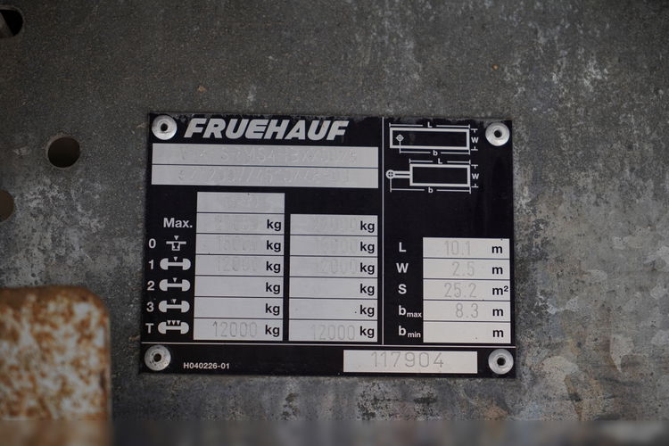 Fruehauf / Burto firanka / 1 OŚ / SKRĘTNA / 9.8M DŁUGOŚĆ / WINDA ZAŁADOWCZA 2 Tony zdjęcie 27