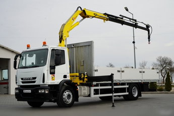 Iveco 180E25 / 4X2 / SKRZYNIOWY 7, 5m + HDS HYVA HB150X MAX UDŹWIG 5 200KG / STEROWNIE RADIOWE  / ROTATOR / AUTOMAT 