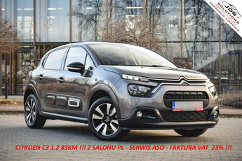 Citroen C3 Z polskiego salonu Serwis ASO Bezwypadkowy - Faktura VAT 23%