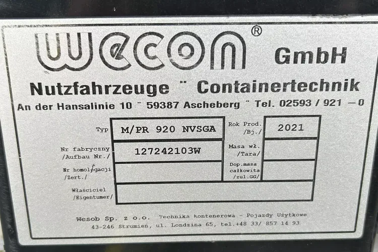 DAF WECON / ZABUDOWA / FIRANKA / DŁ. 9.1 M zdjęcie 9
