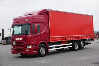 Scania P 280 / ACC / E 6 / FIRANKA + WINDA / 20 PALET / DŁ. 8.2 M / OŚ SKRĘTNA