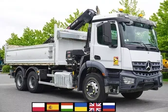 Mercedes Arocs 2636 6×4 / 100 tys. km / HIAB X-Hiduo 188 / rotator / Wywrotka 3-stronna