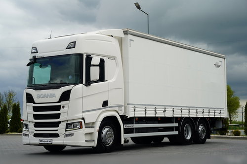 Scania R 450  / FIRANKA  7.7 m / 6x2 / DACH PODNOSZONY / OŚ PODNOSZONA / SKRĘTNA / WINDA DHOLLANDIA 3 500 KG /  KLIMA POSTOJOWA / EURO 6