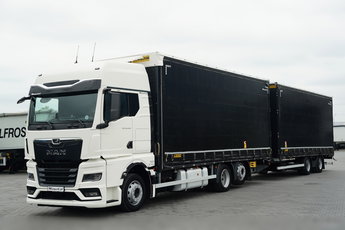 MAN TGX 26.480 / ZESTAW TANDEM 120 M3 / PRZEJAZDOWY / MEGA / OŚ PODNOSZONA / DACH PODNOSZONY / KAMERA / + PRZYCZEPA WIELTON / OŚ PODNOSZONA / OSIE SAF