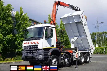 Mercedes Arocs 3236 8x4 / HDS Fassi F155A.0.22 / pilot / Wywrotka 2-stronna / Hydroburta