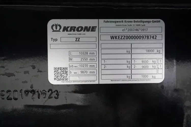 Krone TANDEM / FIRANKA / 19 PALET / DŁ. 7.75 M zdjęcie 11