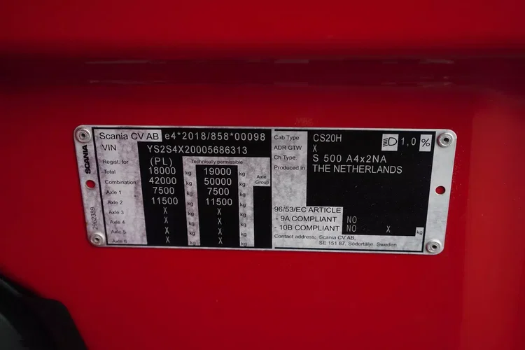 Scania / S 500 / EURO 6 / ACC / RETARDER / I - COOL zdjęcie 11