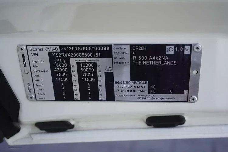 Scania R 500 / EURO 6 / ACC / RETARDER / I – COOL / BAKI 1400 L zdjęcie 11