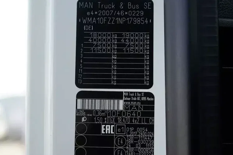 MAN TGX / 18.470 / E 6 / GX / FIRANKA / 19 PALET / RETARDER / ŁAD. 8050 KG zdjęcie 11