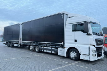 MAN TGX 24.440 6X2 E6 Przyczepa G.T.S PTT18S Tandem Zestaw 120 m3 Firana Ładowność: 14.000kg Zadbany Bezwypadkowy Stan Bardzo Dobry