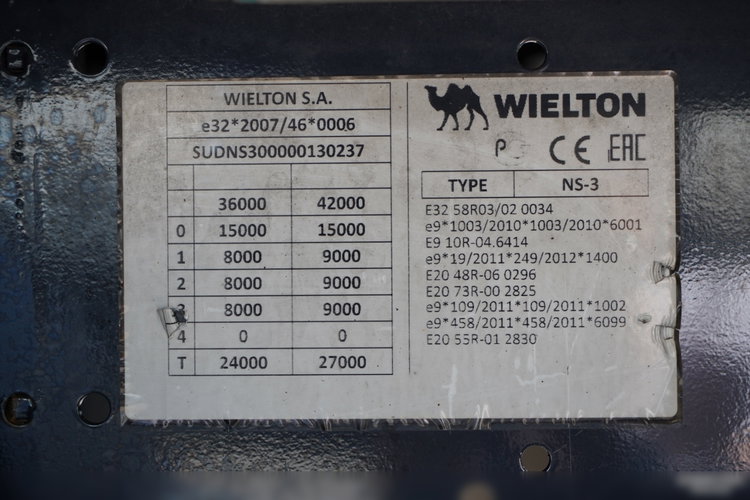 Wielton / FIRANKA / STANDARD / OŚ PODNOSZONA / DACH PODNOSZONY / 385/65 r22, 5 zdjęcie 23