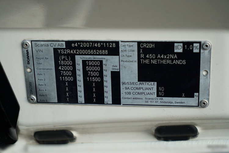 Scania R 450 / RETARDER / KLIMA POSTOJOWA   / ZBIORNIKI 1 400 L /  EURO 6 zdjęcie 37