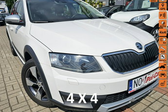 Skoda Octavia Scout, 4x4, automat, tempomat aktywny, grzane fotele, skóra, alkantara