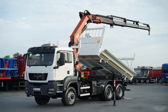 MAN TGS 26.440 / 6x6 / WYWROTKA / HYDROBURTA / BORDMATIC / + HDS PALFINGER PK 33002-EH / STEROWANIE RADIOWE / /