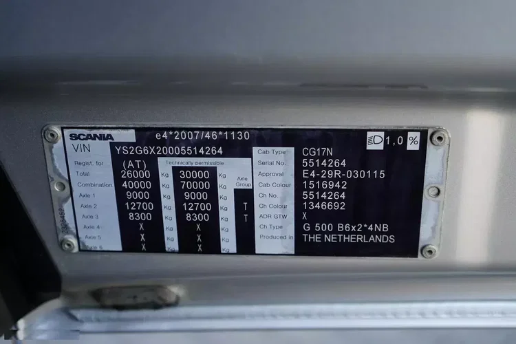 Scania / G 500 / XT / ACC / E 6 / HAKOWIEC / OŚ SKRĘTNA / RETARDER zdjęcie 3