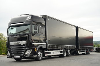 DAF XF 480 / 6X2 / ZESTAW TANDEM 120 M3 / PRZEJAZDOWY / 7.7 M + 7.6 M / KLIMA POSTOJOWA / OŚ PODNOSZONA / DACH PODNOSZONY /